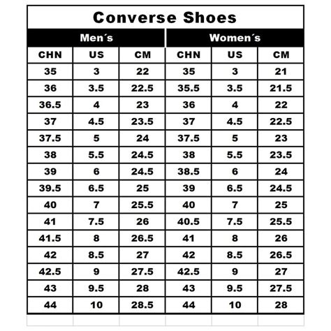 converse foot size chart.